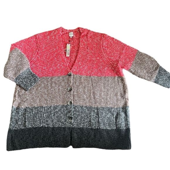 NIC+ZOE Colorblock Ember cardigan button front sweater size 3X - Picture 5 of 11